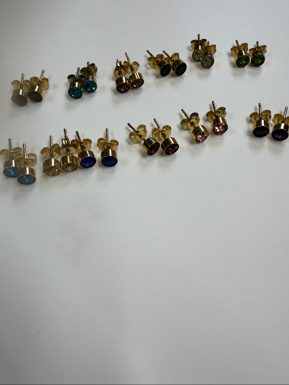 Gem Stone Stud Earring Set of 12